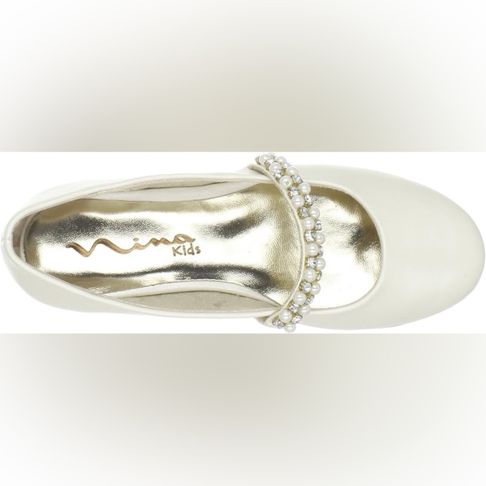 ✨ Nina Kids Nataly-T Ivory Ballet Flats - Pearls & Rhinestones - Size 3